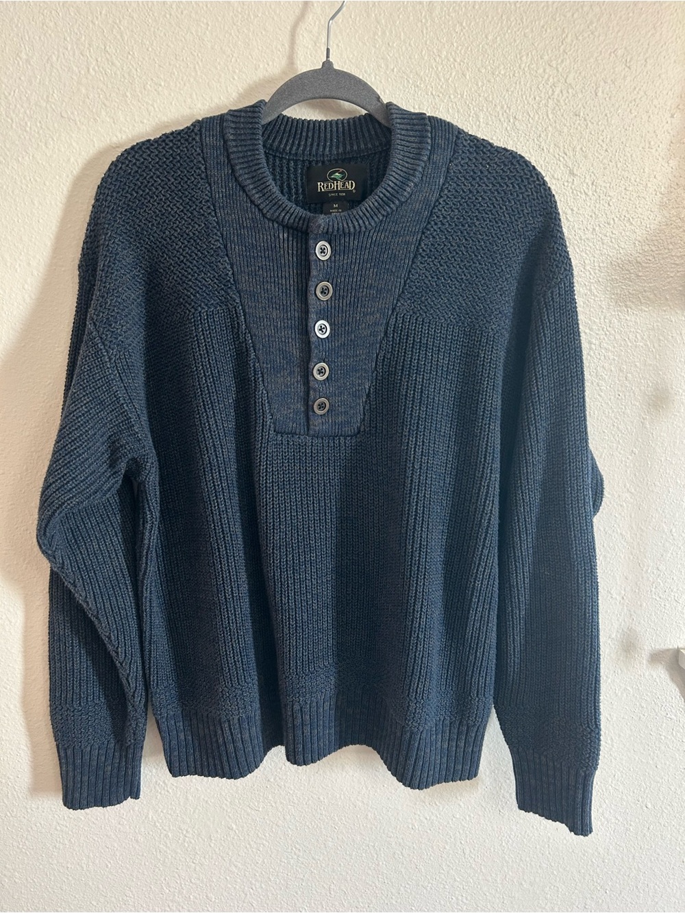 Redhead Henley Knit Crewneck Sweater Mens Size M